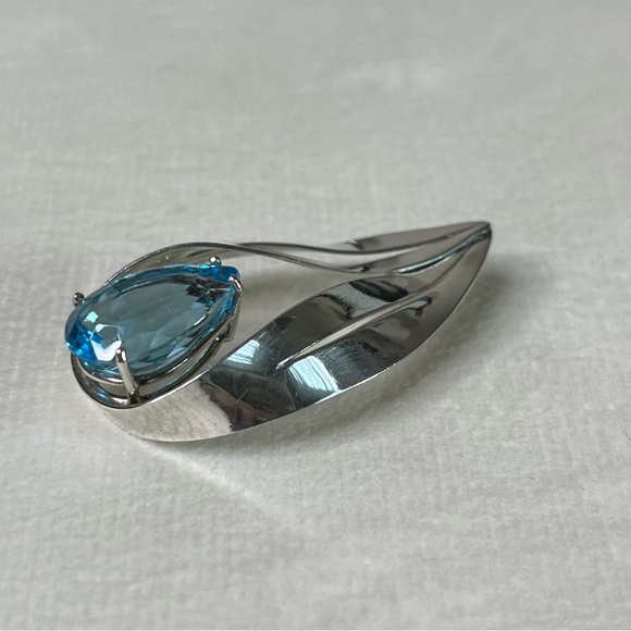 Peters Designs Blue Topaz Sterling Silver Pendant 1.75” X 1” - Picture 3 of 8